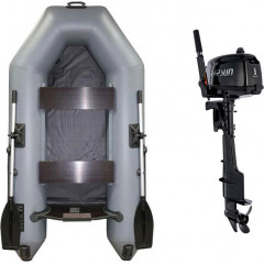 Лодка ПВХ Муссон 2400 (серый, с лодочным мотором Parsun T 5 BMS)