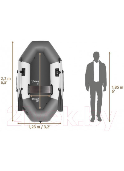 Лодка ПВХ Тонар Бриз 220 / 4897002 (белый/серый)