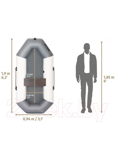 Лодка ПВХ Тонар Бриз 190 с гребками / 4897000 (белый/серый)