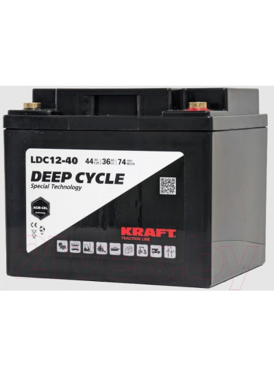 Аккумулятор лодочный KrafT 12V-44Ah C20 L тяговая / LDC12-40
