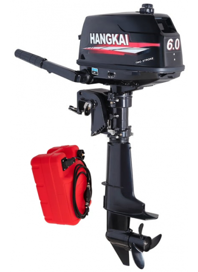 Мотор лодочный Hangkai 6.0 HP 2-х тактный + бак 12 литров