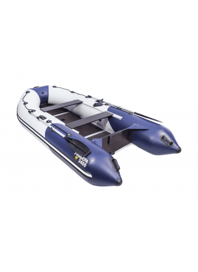 Лодка ПВХ Ривьера Компакт 3400 СК "Комби" светло-серый/синий