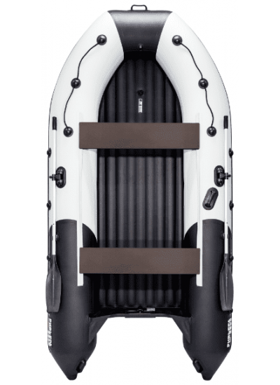 Лодка ПВХ Ривьера 3600 Килевое надувное дно "Комби" светло-серый/черный