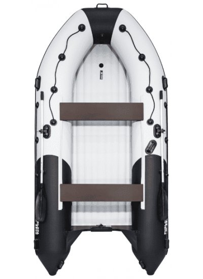 Лодка ПВХ Ривьера 3800 Килевое надувное дно "Комби" светло-серый/черный