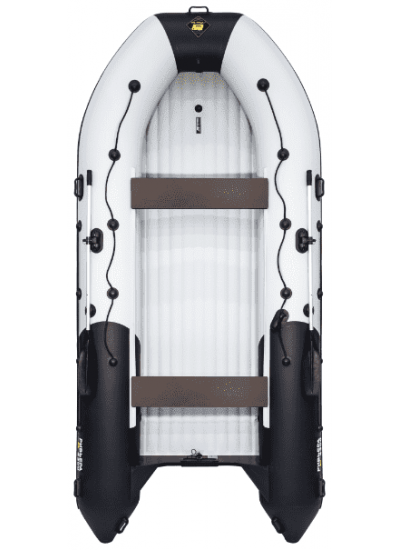 Лодка ПВХ Ривьера 4300 Килевое надувное дно "Комби" светло-серый/черный
